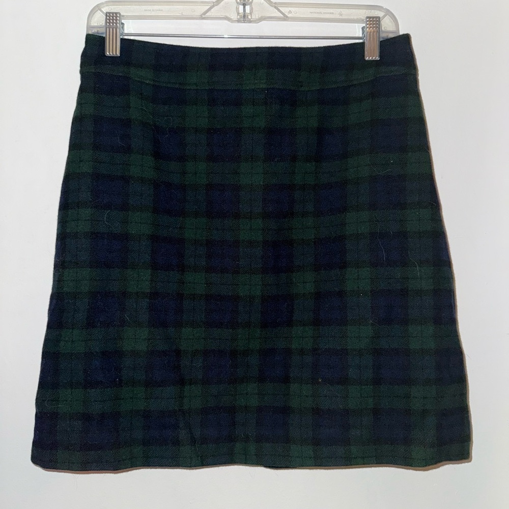 💙 NWT Wool-Blend Plaid Skirt | Size 6 | Blue & Green | Double Lined-Cross Posted